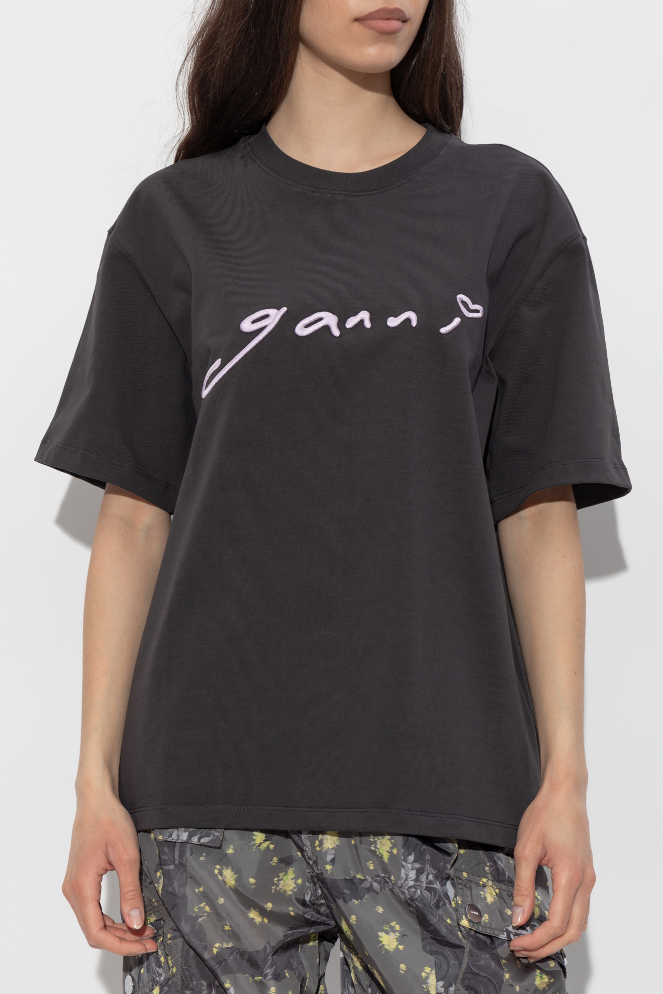 Ganni T-shirt with embroidered logo | Women's | Vitkac